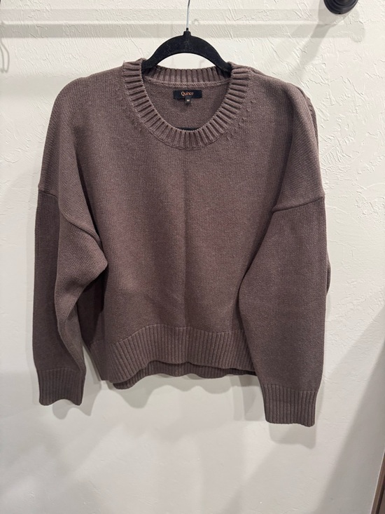Quince Sweaters - Quince Cotton Boyfriend Sweater in Heather Brown